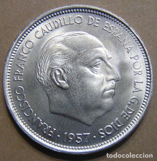 Monedas con errores: 50 PESETAS 1957 ESTRELLA 58 SIN CIRCULAR - FLOJA ACU&Ntilde;ACI&Oacute;N EN LA PALABRA ESPA&Ntilde;A (SIN TILDE)