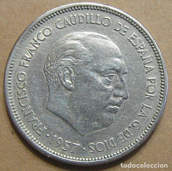 Monedas con errores: 25 PESETAS 1957 ESTRELLA 64 - VARIANTE CU&Ntilde;O DESCANTILLADO EN REVERSO