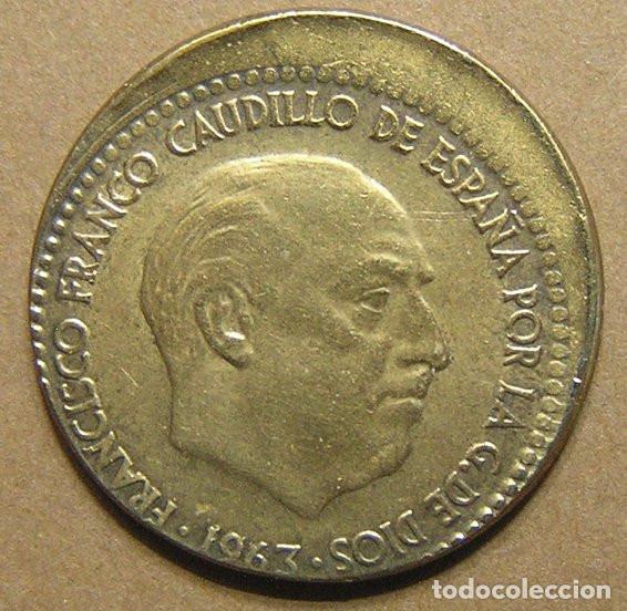Monedas con errores: 1 PESETA 1963 ESTRELLAS 19-66 - VARIANTE ACU&Ntilde;ACI&Oacute;N DESPAZADA