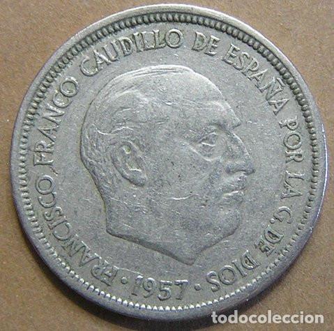 Monedas con errores: 5 PESETAS 1957 ESTRELLA 65 - VARIANTE CU&Ntilde;O CONTRAMARCADO EN REVERSO
