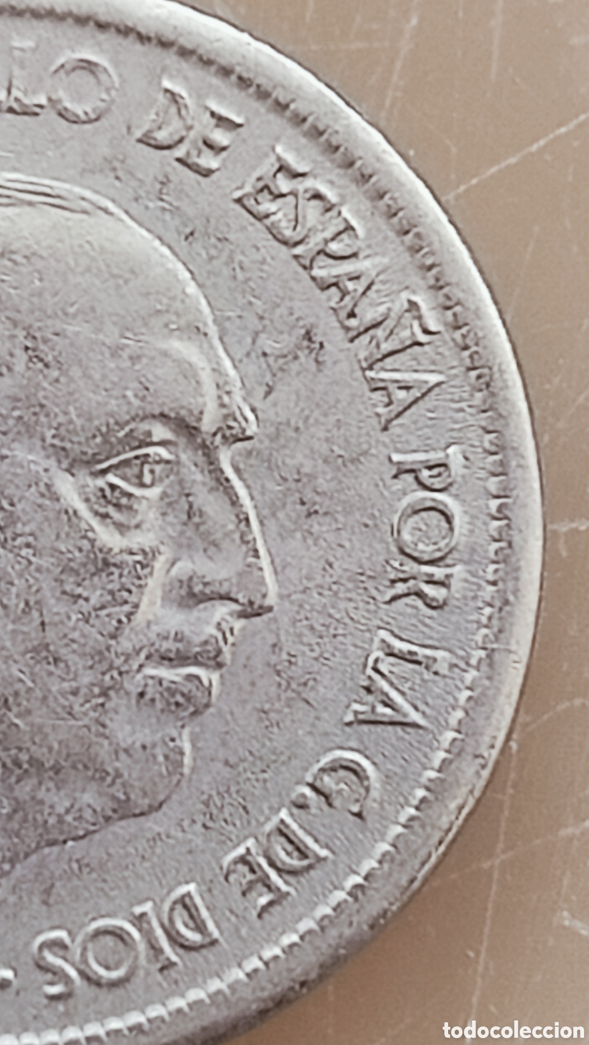 Monedas con errores: Moneda 25 pesetas(1957) variante de canto - Foto 16