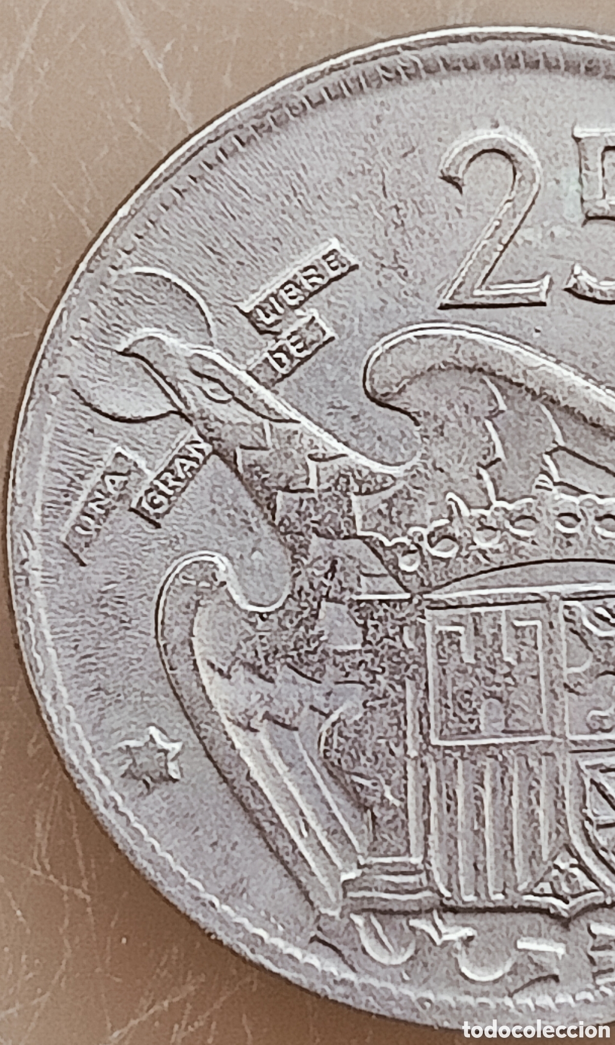 Monedas con errores: Moneda 25 pesetas(1957) variante de canto - Foto 20