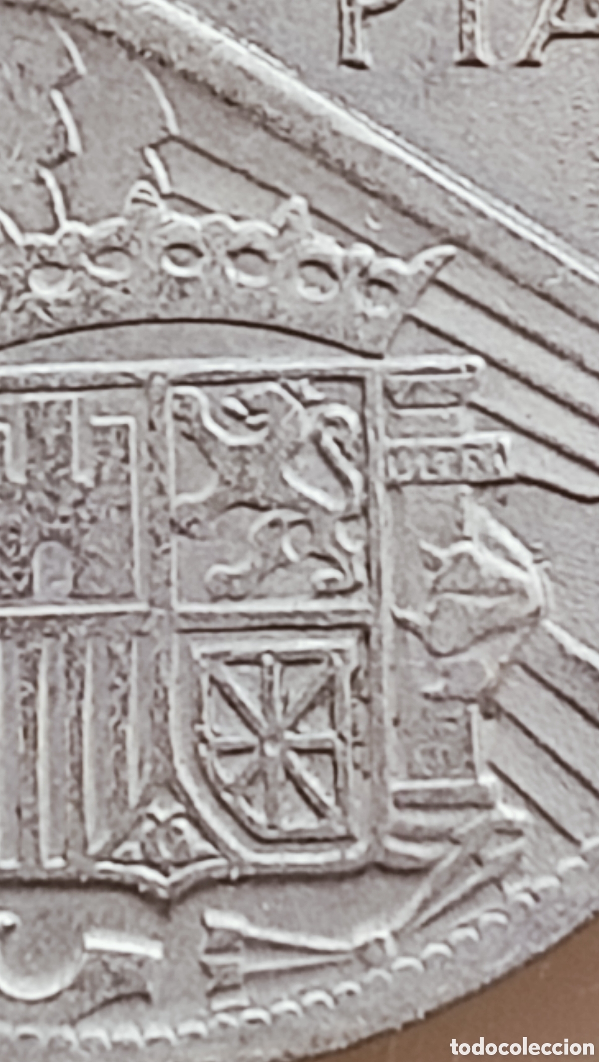 Monedas con errores: Moneda 25 pesetas(1957) variante de canto - Foto 21