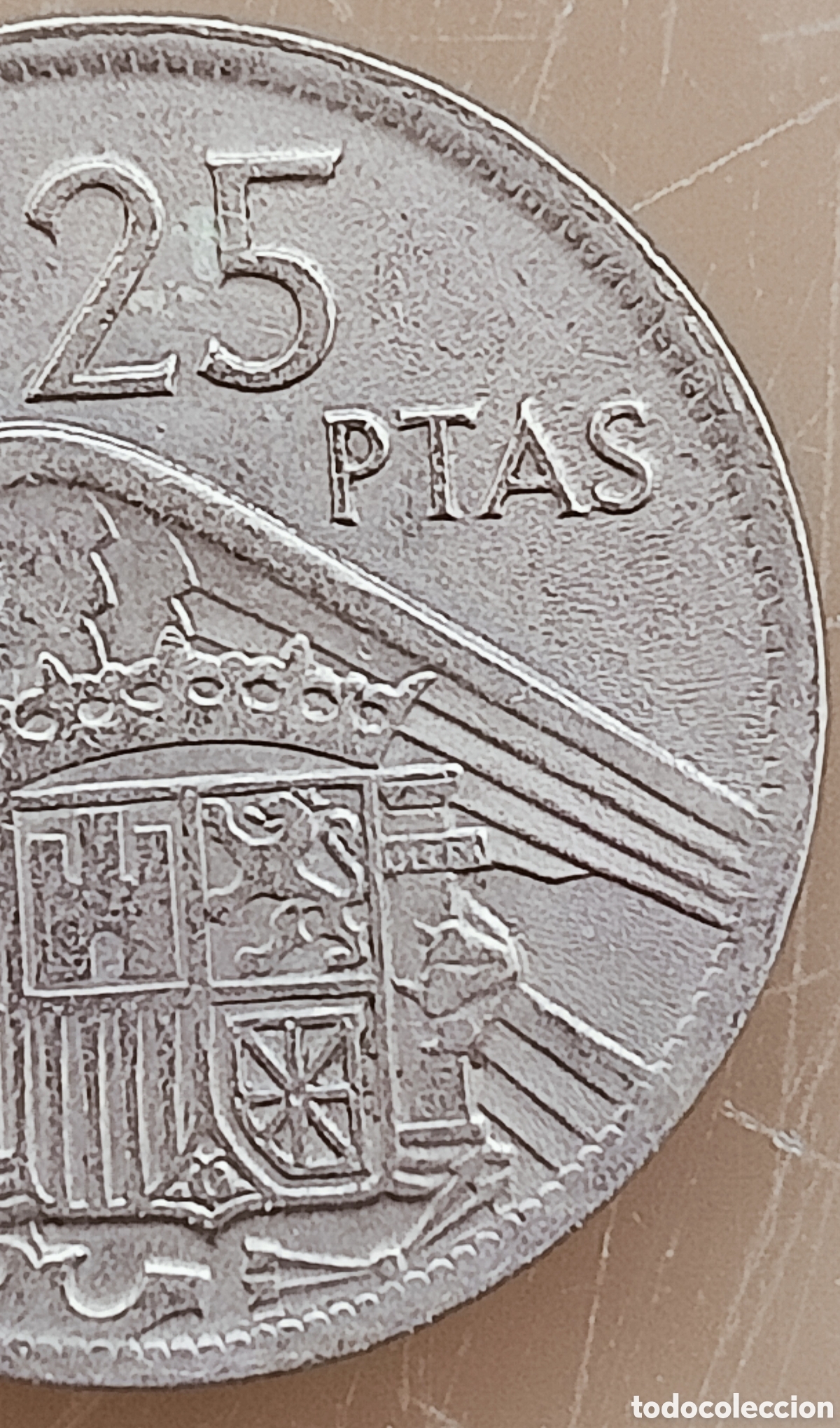 Monedas con errores: Moneda 25 pesetas(1957) variante de canto - Foto 29