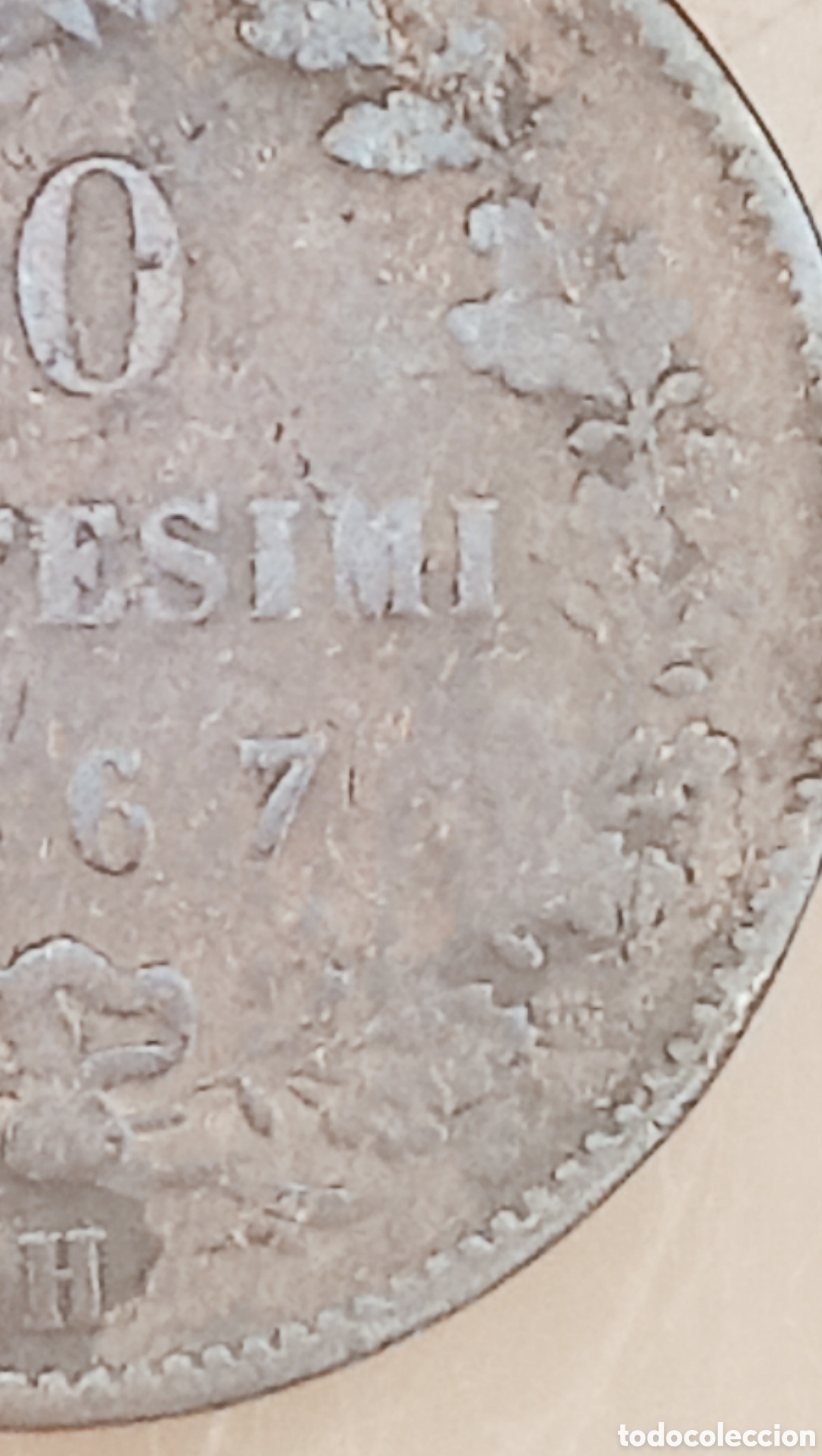 Monedas con errores: Moneda Italia (1867) error de acu&ntilde;aci&oacute;n - Foto 16
