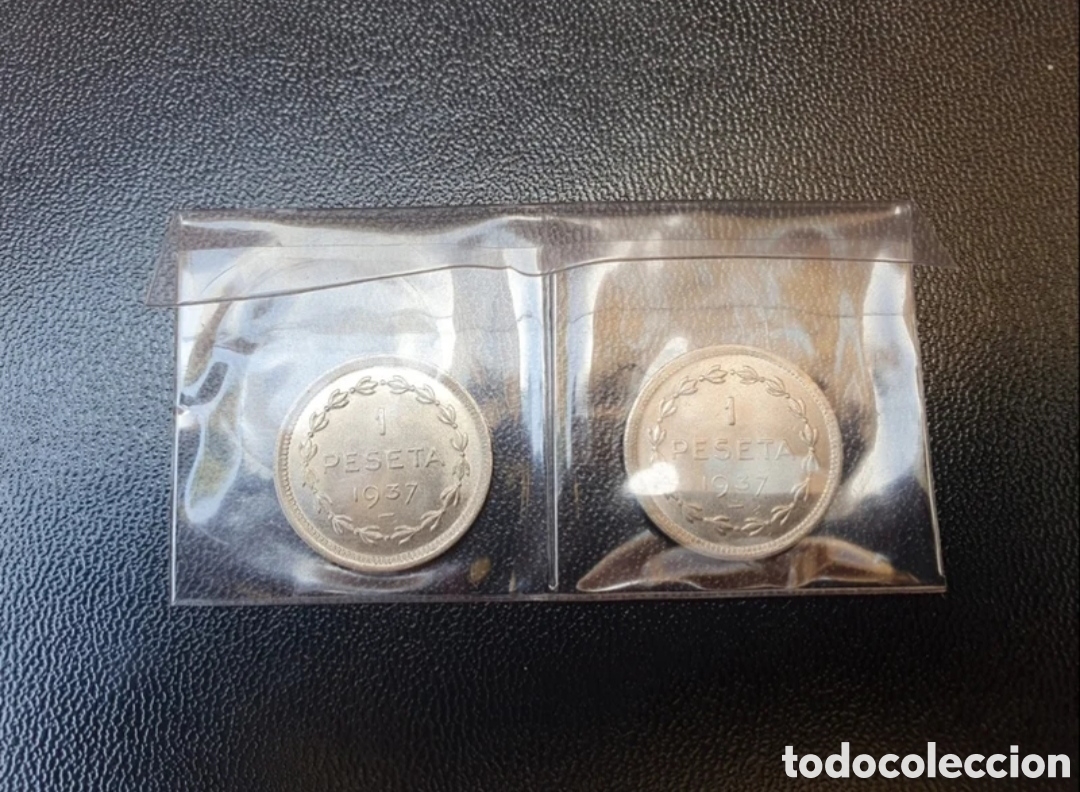Monedas con errores: 2 MONEDAS de 1 PESETA 1937 (GOBIERNO de EUZKADI) - Foto 3