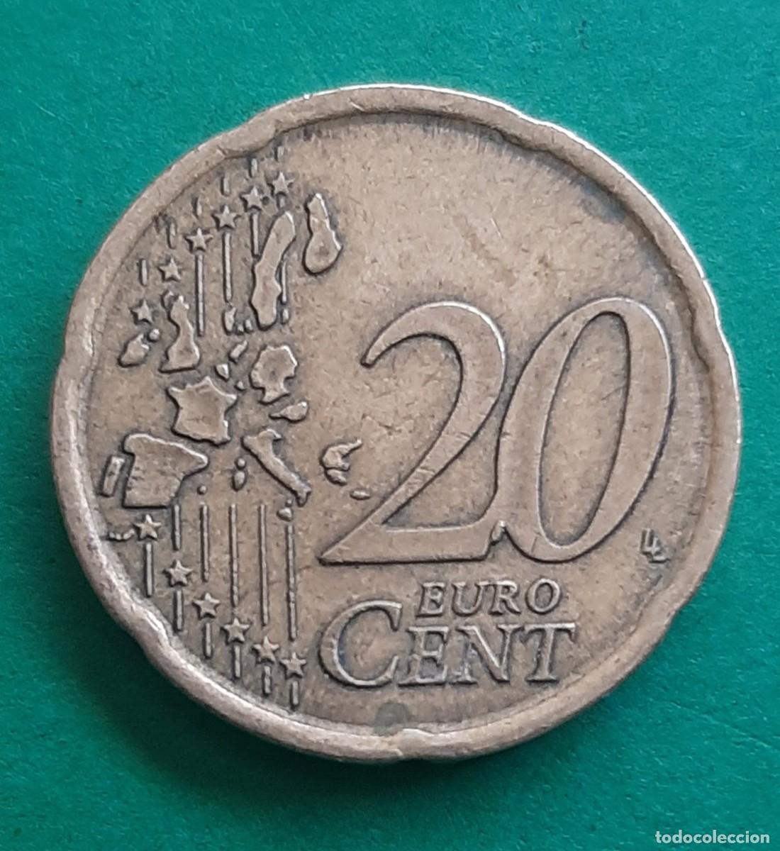 Monedas con errores: (ESPA&Ntilde;A-ERROR)(1999) 20 C&Eacute;NTIMOS DE EURO CON EXCESOS DE METAL - Foto 4