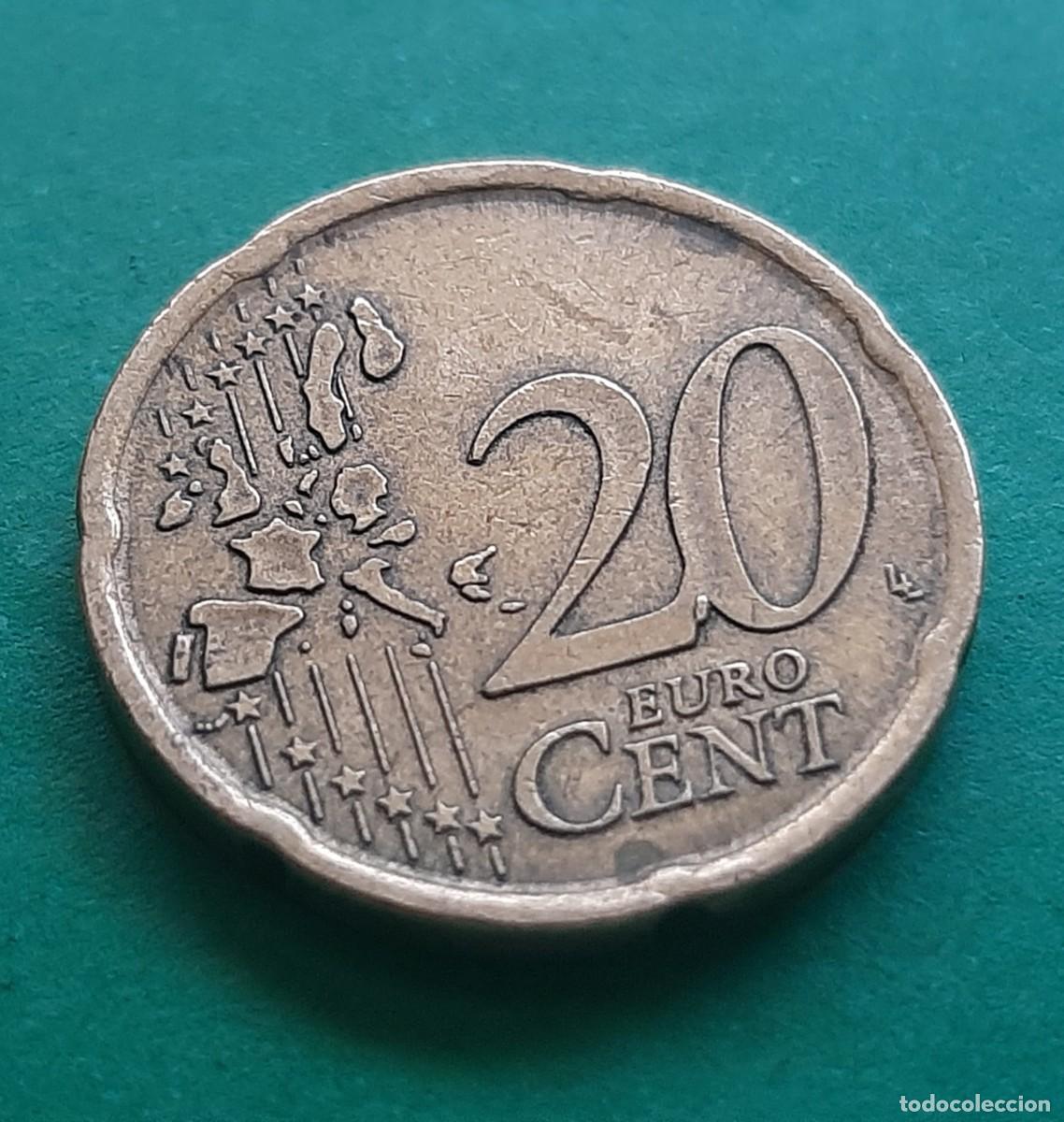 Monedas con errores: (ESPA&Ntilde;A-ERROR)(1999) 20 C&Eacute;NTIMOS DE EURO CON EXCESOS DE METAL - Foto 6