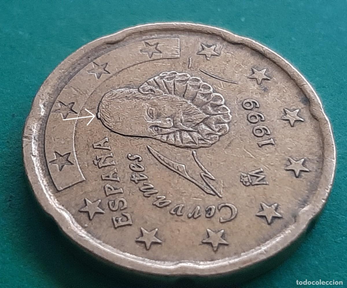 Monedas con errores: (ESPA&Ntilde;A-ERROR)(1999) 20 C&Eacute;NTIMOS DE EURO CON EXCESOS DE METAL - Foto 12