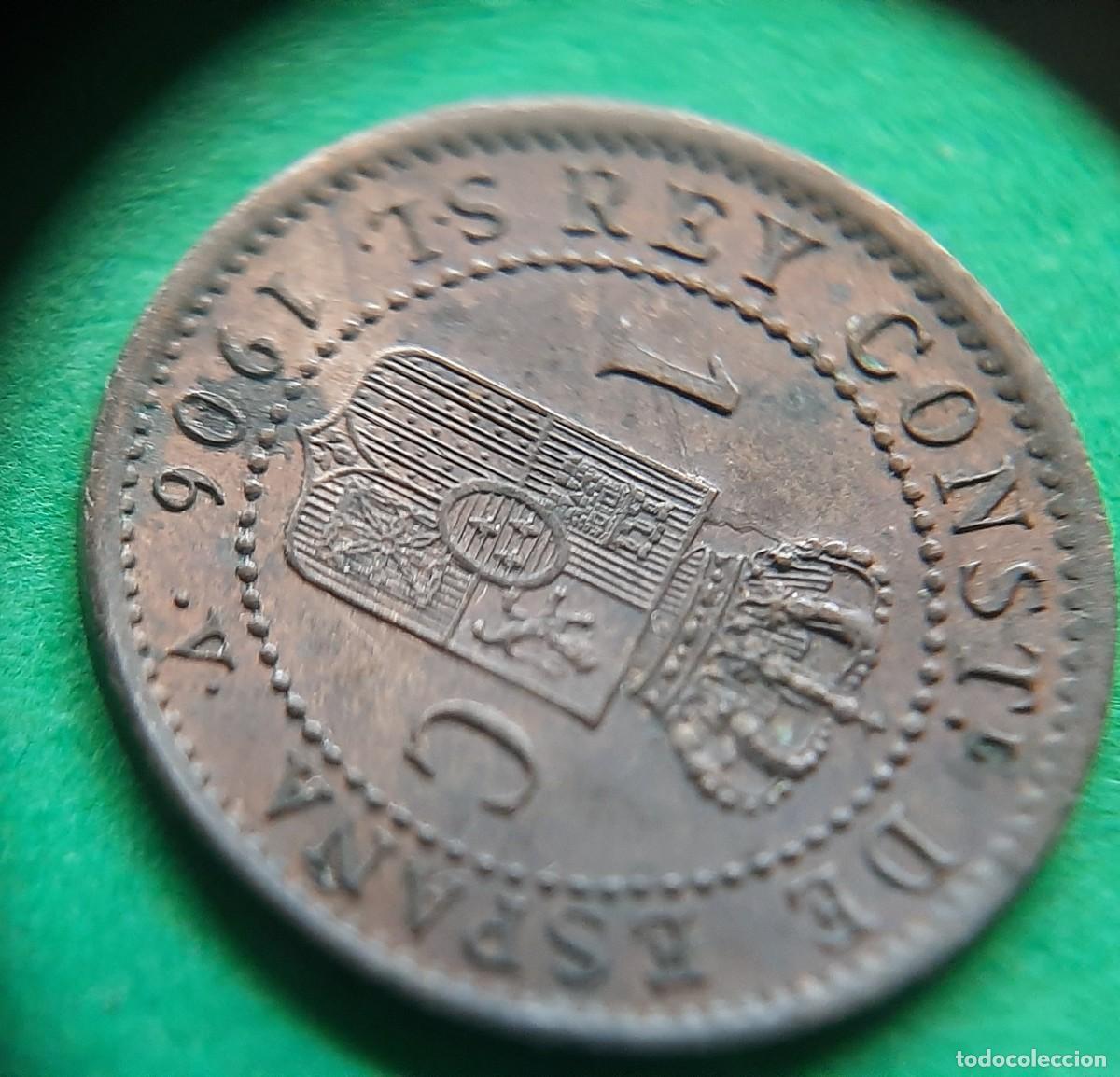 Monedas con errores: (ALFONSO XIII-ERROR)(1906*6) 1 C&Eacute;NTIMO CON REPINTE EN REVERSO - Foto 15