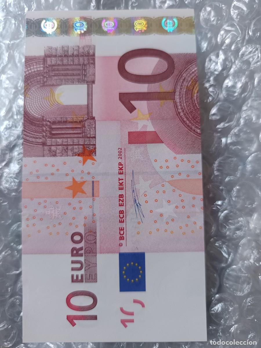 Monete con errori: Billete 10 euros 2002 con error de corte sin circular