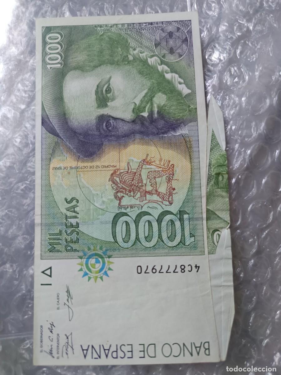 Monedas con errores: Billete 1000 pesetas 1992 tripe error