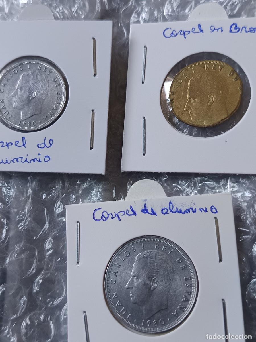 Monedas con errores: Monedas en aluminio y bronce 25,5 pesetas 5 pesetas