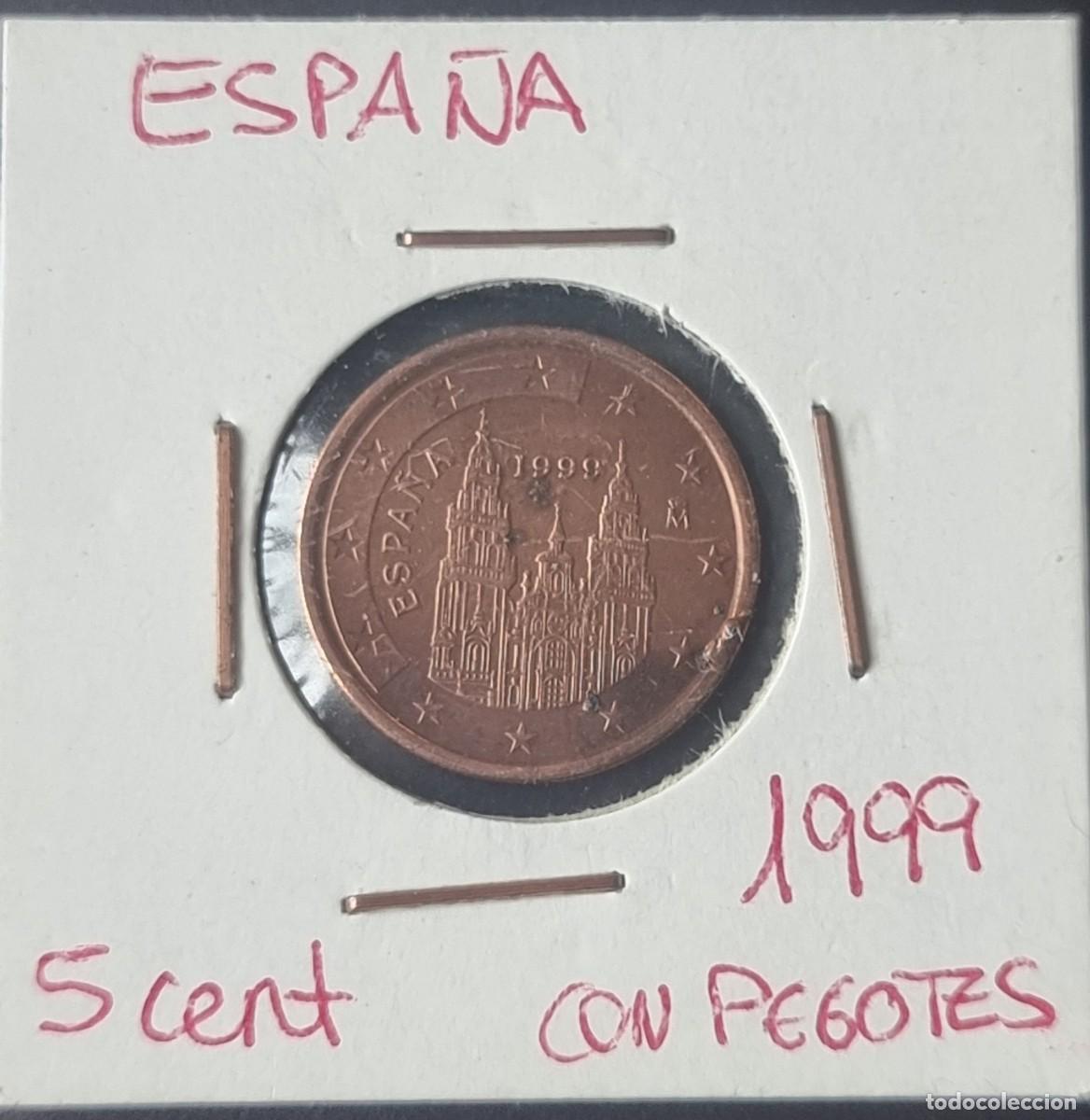 Monedas con errores: MONEDA ESPA&Ntilde;A 1999 - 5 CENTIMOS DE EURO - ERROR EXCESO METAL - Foto 1