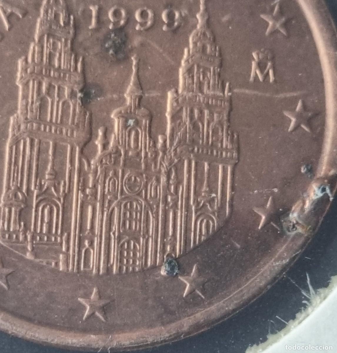 Monedas con errores: MONEDA ESPA&Ntilde;A 1999 - 5 CENTIMOS DE EURO - ERROR EXCESO METAL - Foto 3