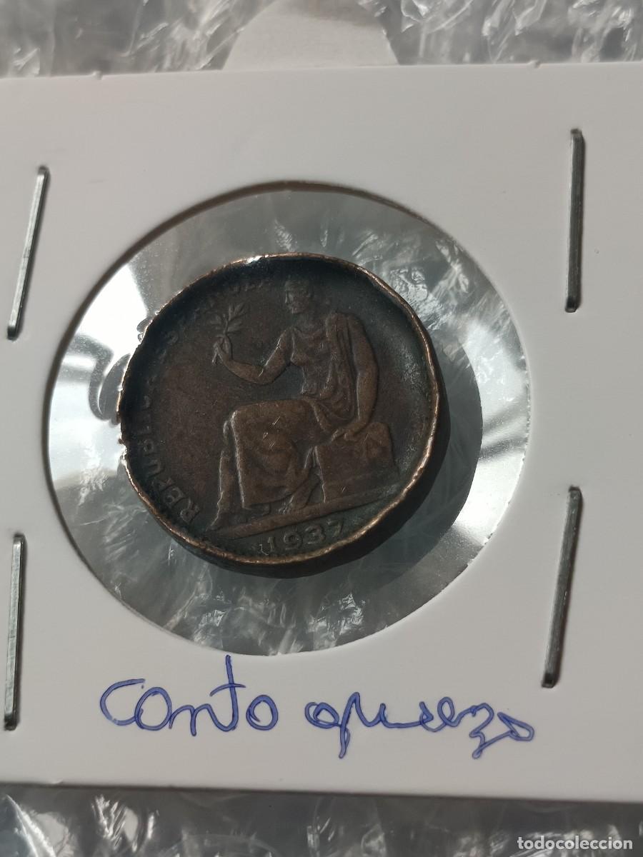 Monete con errori: Monedas 50 c&eacute;ntimos 1937 error canto grueso