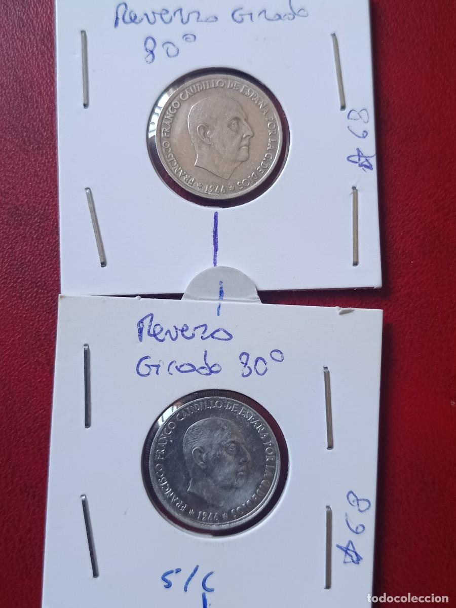 Monedas con errores: Lote 2 Monedas 50 c&eacute;ntimos 1966 giradas