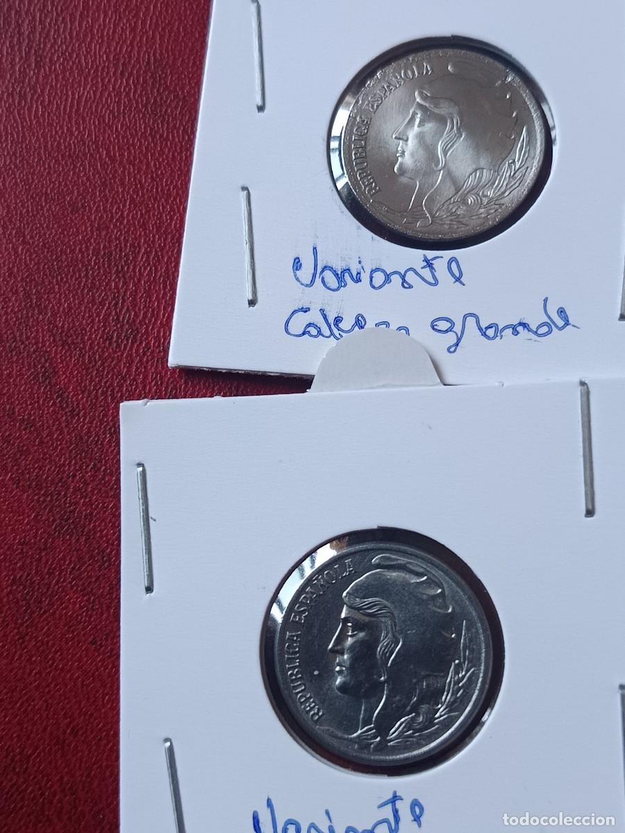 Monedas con errores: Monedas 5 c&eacute;ntimos 1937 variante cabeza grande cabeza peque&ntilde;a sin circular