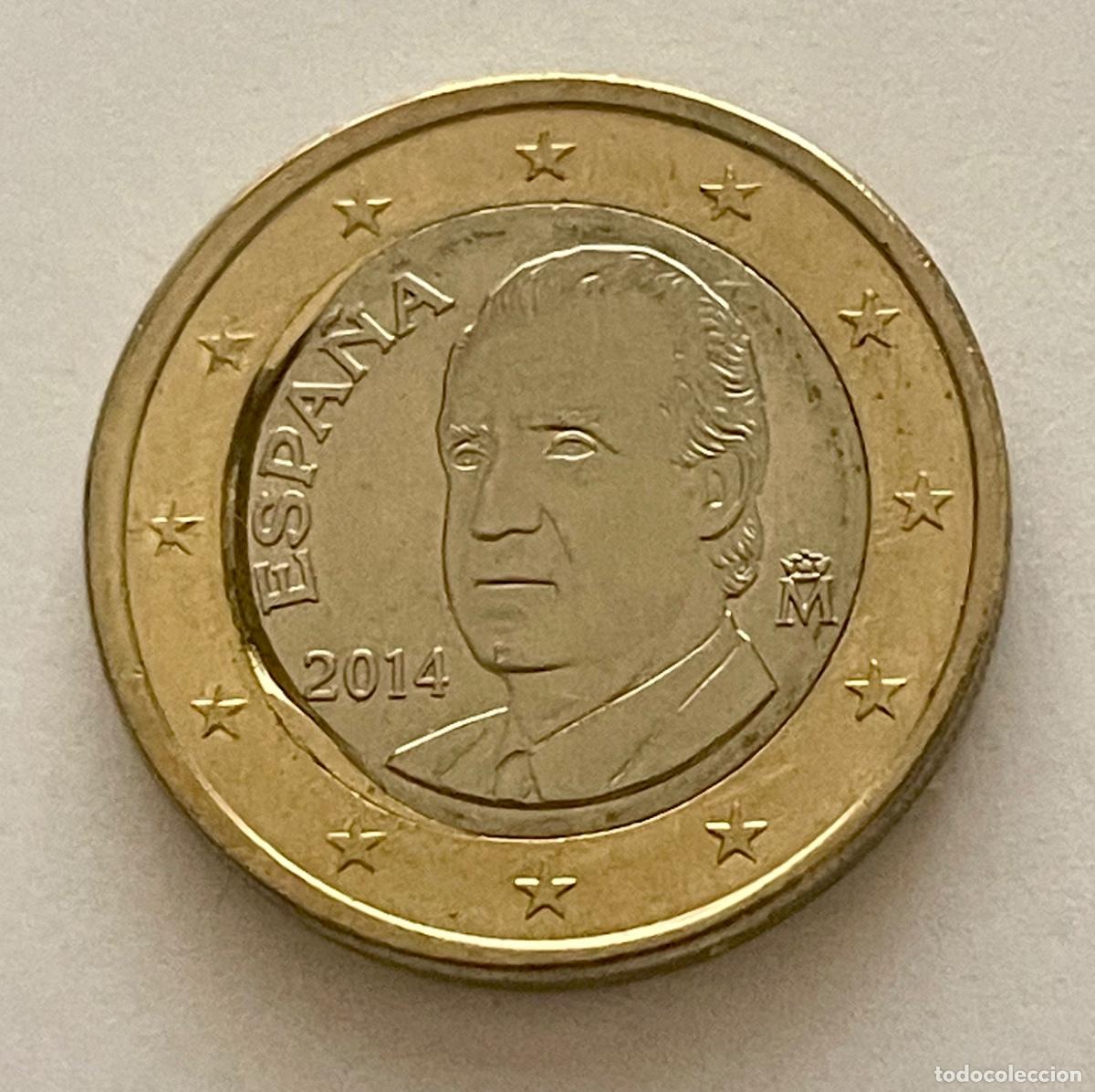 Monedas con errores: * ERROR * 1 euro Espa&ntilde;a 2014. INICIO DE TALADRO IRREGULAR (HUEVO FRITO)