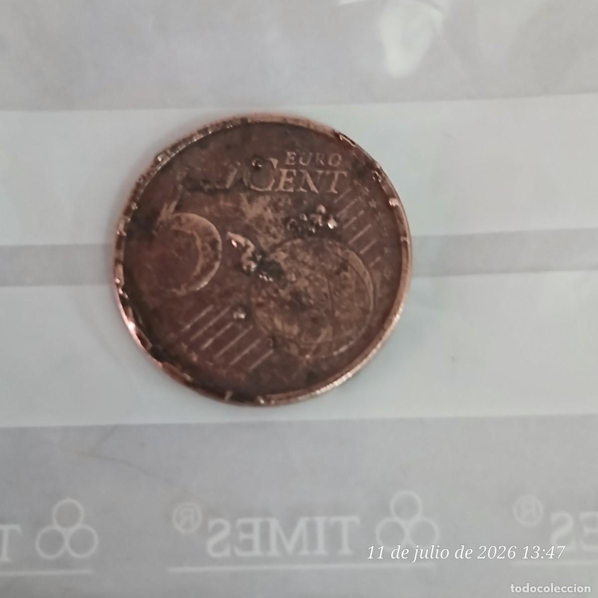 Monedas con errores: Moneda 5 Ctmos. de &euro;. Acu&ntilde;ado muy defectuoso. - Foto 2