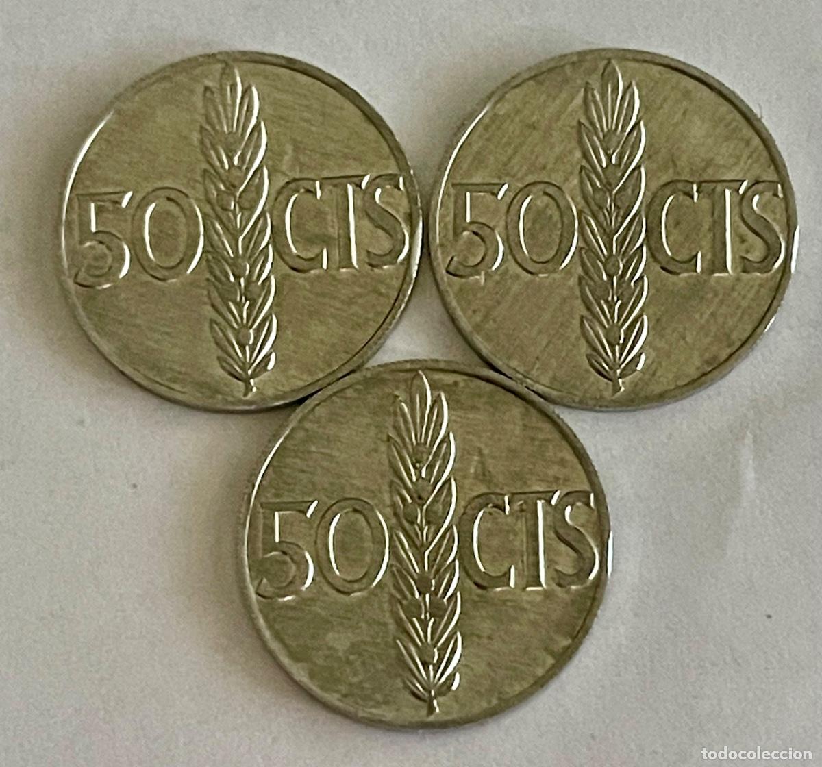 Monedas con errores: * ERROR * 50 c&eacute;ntimos 1966*68. CU&Ntilde;O EMPASTADO ( tres ejemplares) - Foto 1