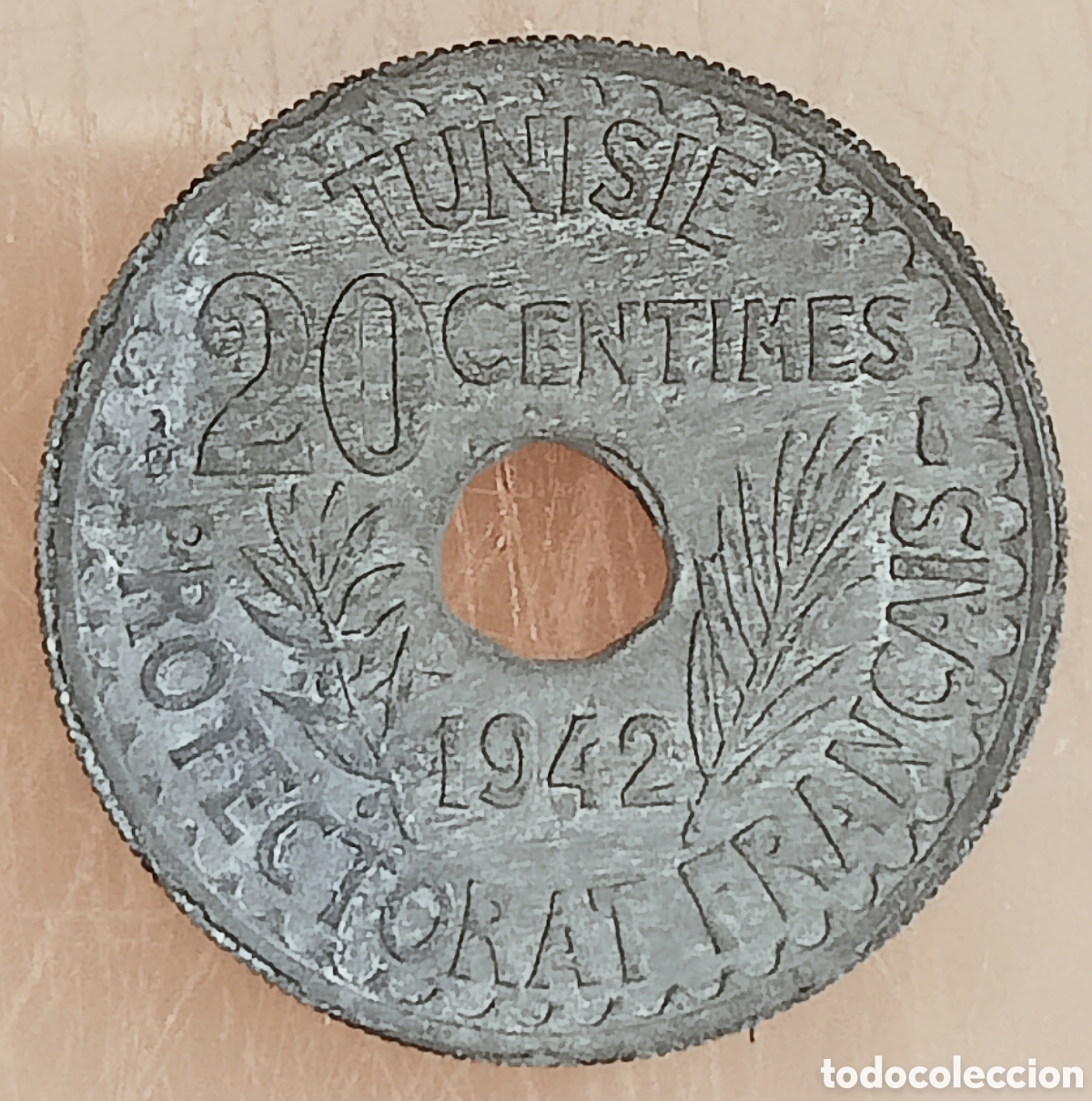 Monedas con errores: Moneda T&uacute;nez-1942&rdquo;SC&rdquo; Error de Acu&ntilde;aci&oacute;n - Foto 1