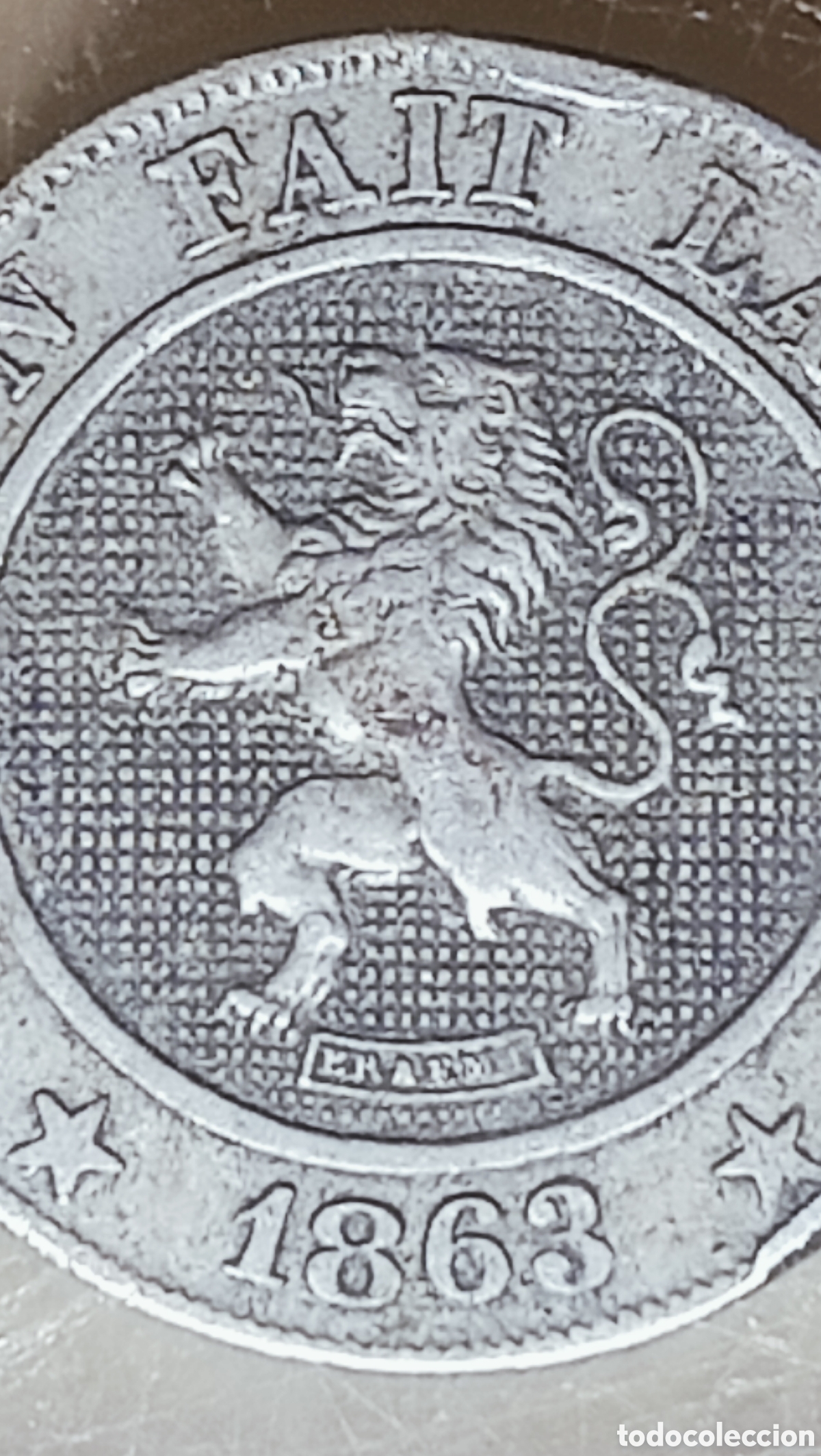 Monedas con errores: Moneda B&eacute;lgica (1863) M&aacute;ximo Error - Foto 3