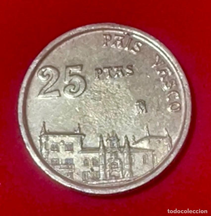 Monedas con errores: * ERROR RARISIMO * 25 Pesetas 1993 SIN TALADRO CENTRAL - Foto 2