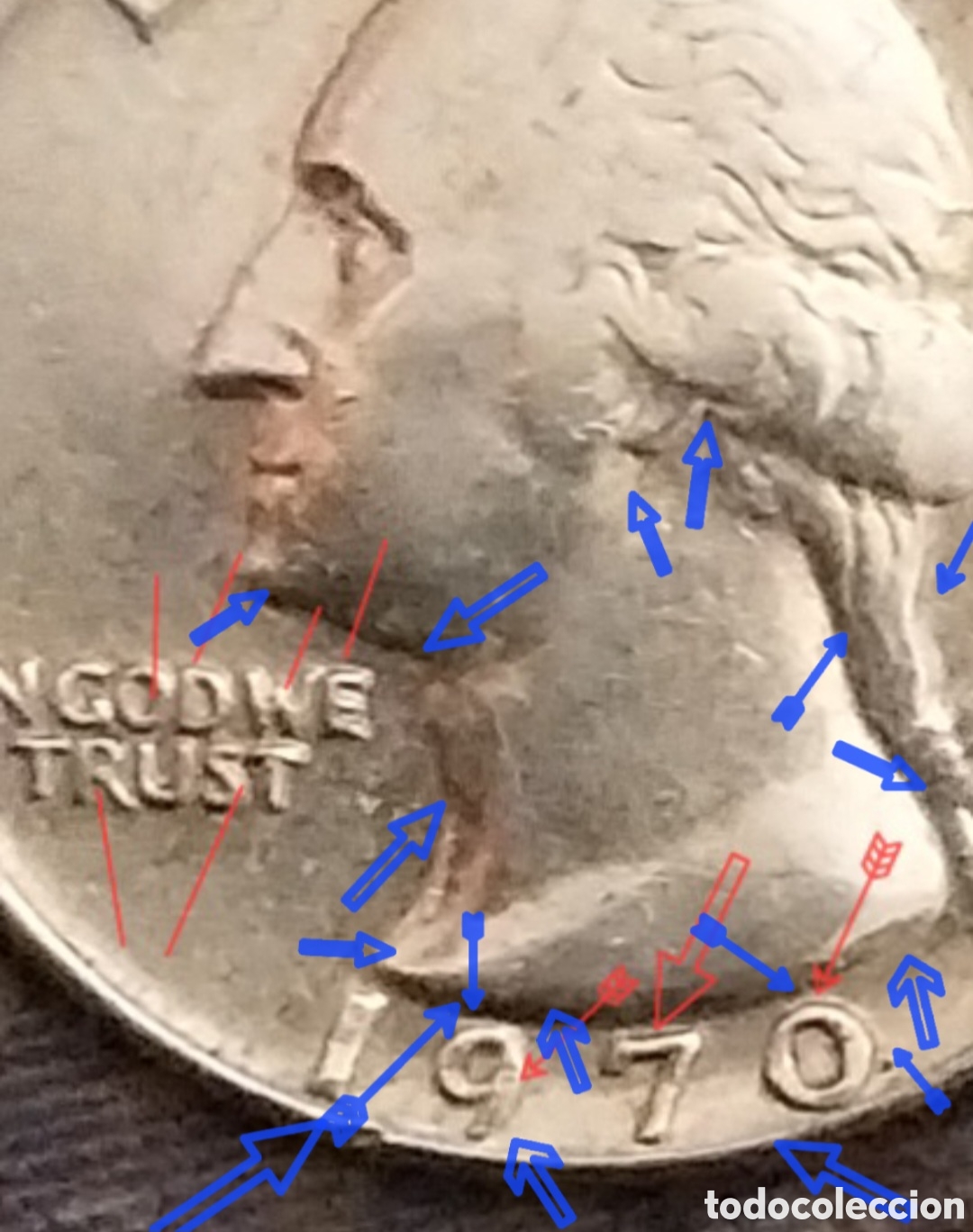 Coins with Errors: CUARTO DOLLAR 1970 CECA D ERROR