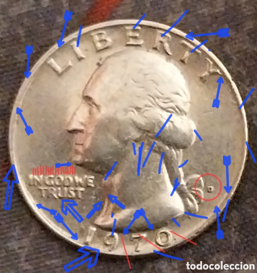 Monedas con errores: CUARTO DOLLAR 1970 CECA D ERROR - Foto 4