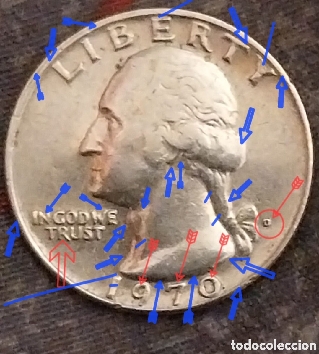 Monedas con errores: CUARTO DOLLAR 1970 CECA D ERROR - Foto 15
