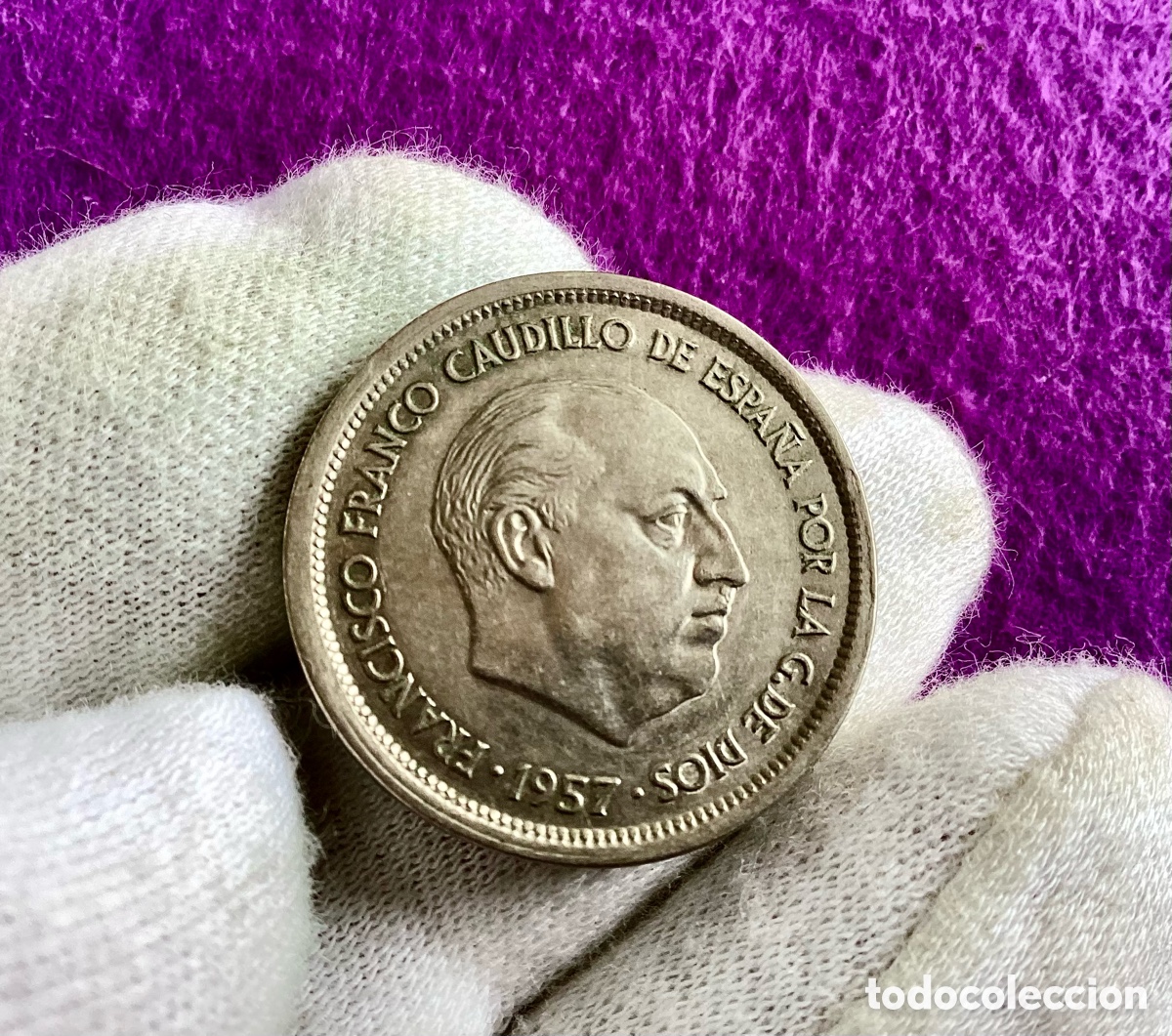 Monedas con errores: ERROR * 25 PESETAS 1957 DE FRANCO * CANTO ANCHO