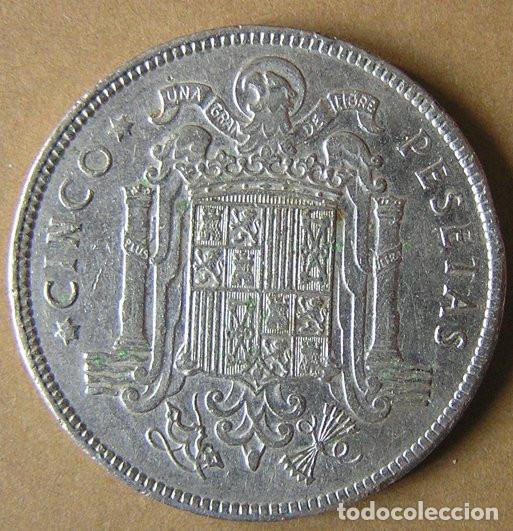 Monedas con errores: 5 PESETAS 1949 - ESTRELLAS ANEP&Iacute;GRAFAS - Foto 2