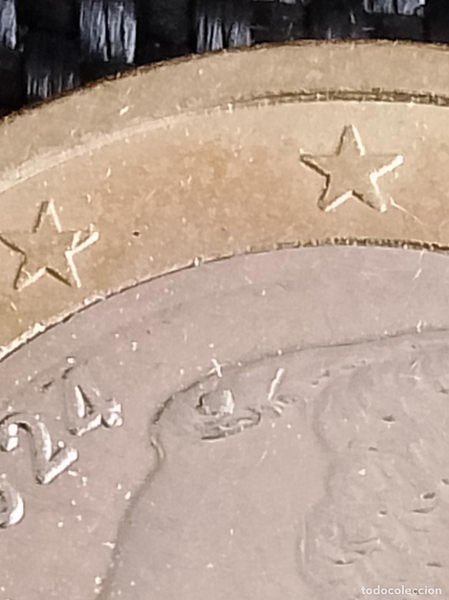 Monedas con errores: Moneda error 1 euro Espa&ntilde;a 2024 exeso de metal - Foto 2