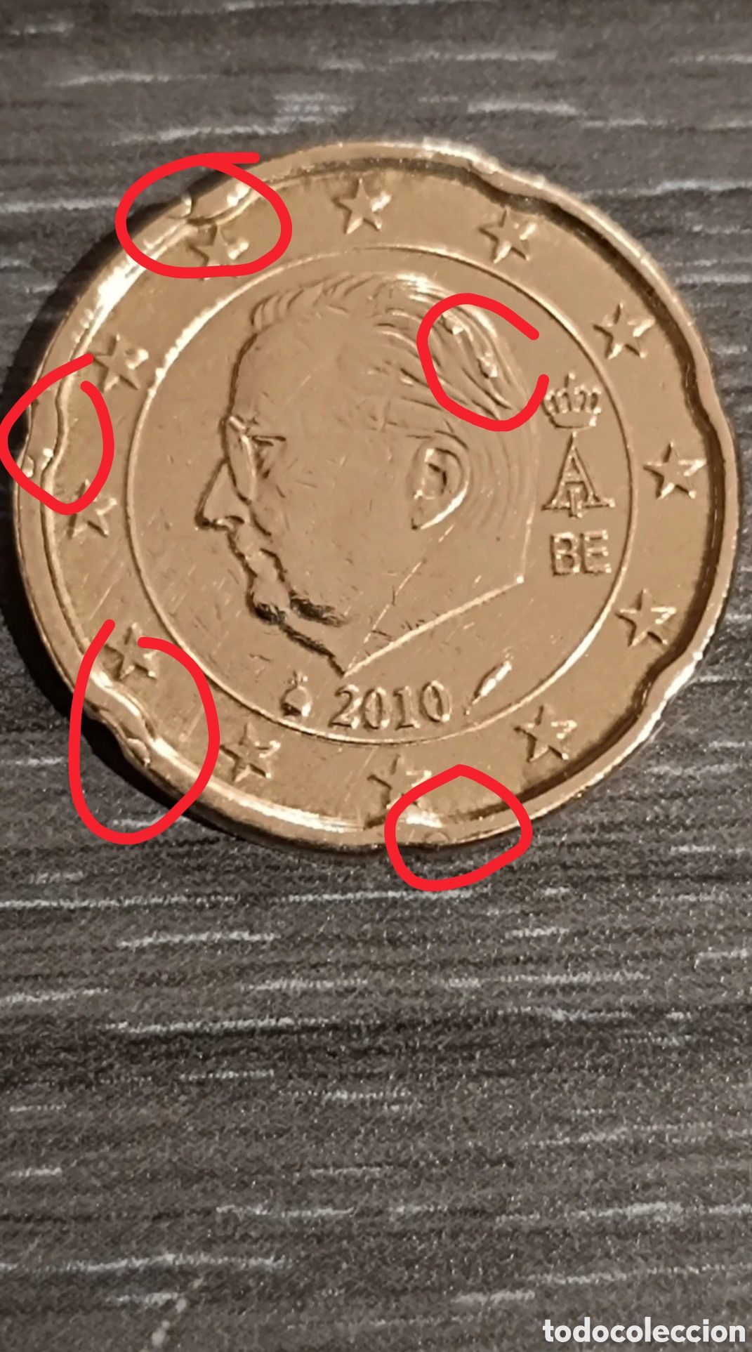 Monnaies avec erreurs: 20 c&eacute;ntimos euro con error