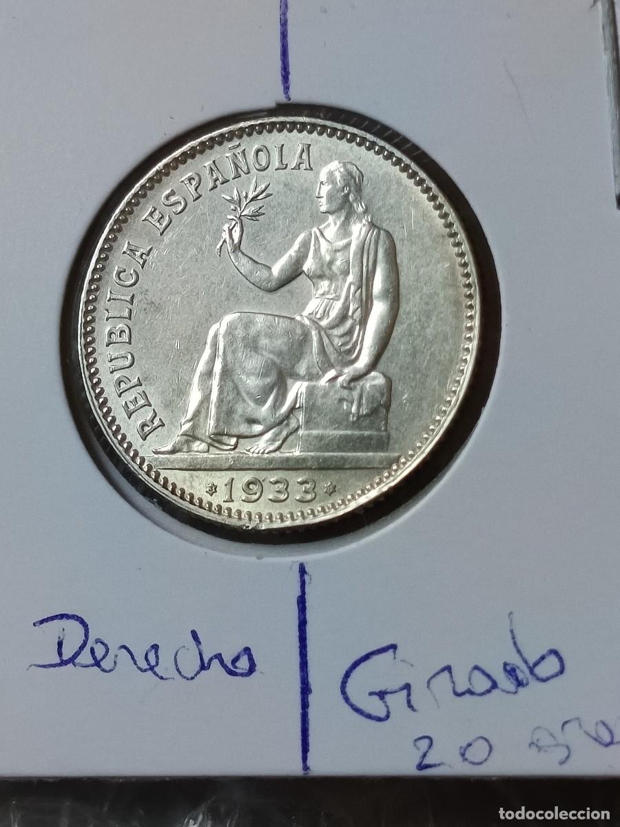 Monedas con errores: 1 peseta 1933 plata girada - Foto 2