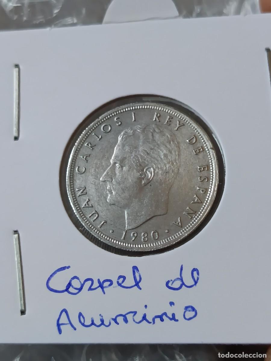 Monedas con errores: 5 pesetas 1980 cospel en aluminio raro - Foto 1