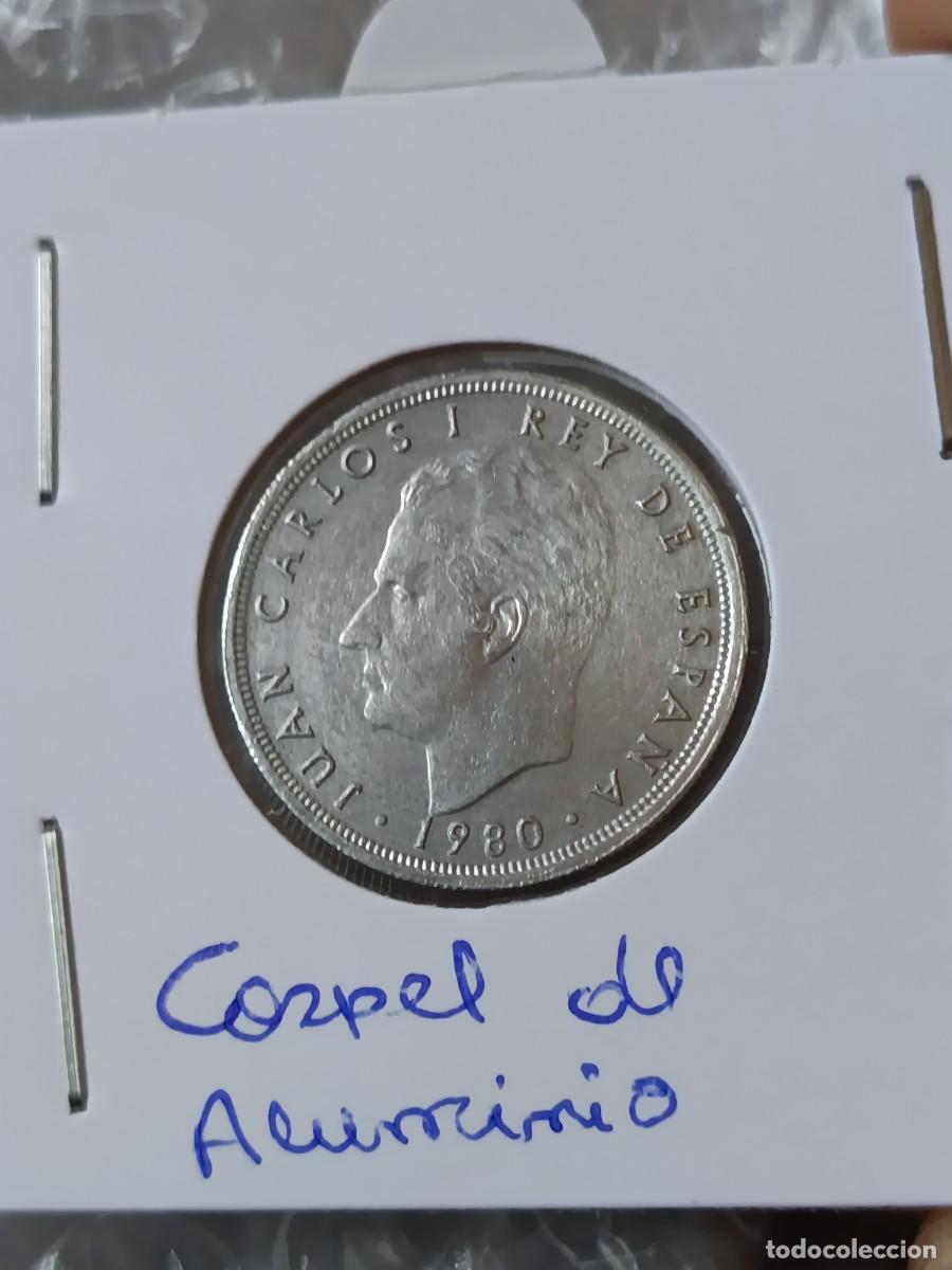 Monedas con errores: 5 pesetas 1980 cospel en aluminio raro - Foto 2