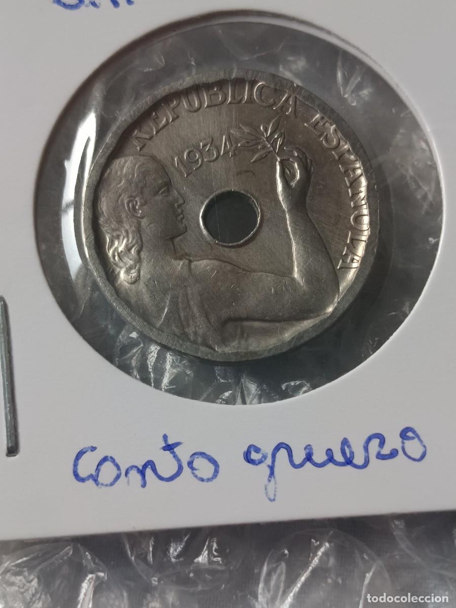 Monedas con errores: 25 c&eacute;ntimos 1934 canto grueso - Foto 2