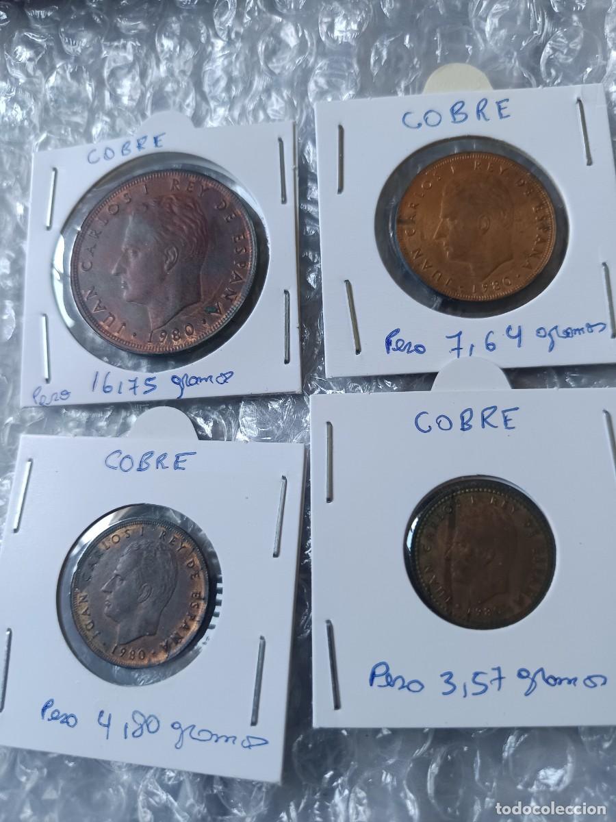 Monedas con errores: Monedas 100, 25,5,1 pesetas 1980 cospel cobre