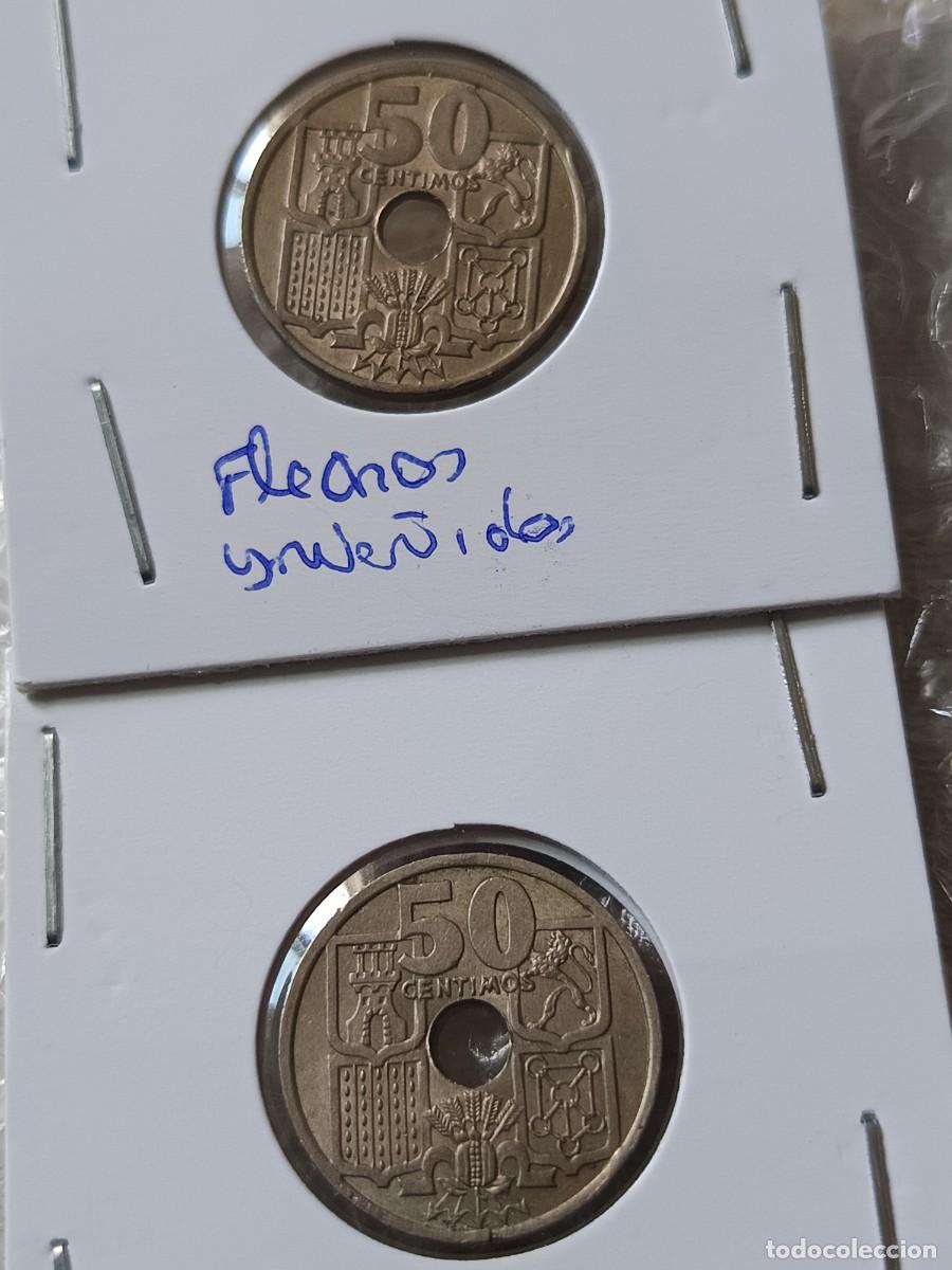 M&uuml;nzen mit Fehlern: Lote de 4 monedas flechas invertidas 50 c&eacute;ntimos 1949