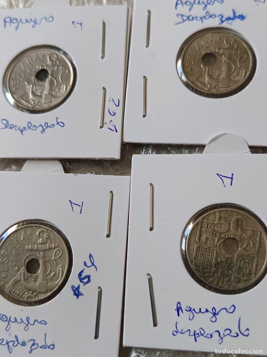 M&uuml;nzen mit Fehlern: 4 Monedas de 50 c&eacute;ntimos agujero desplazada