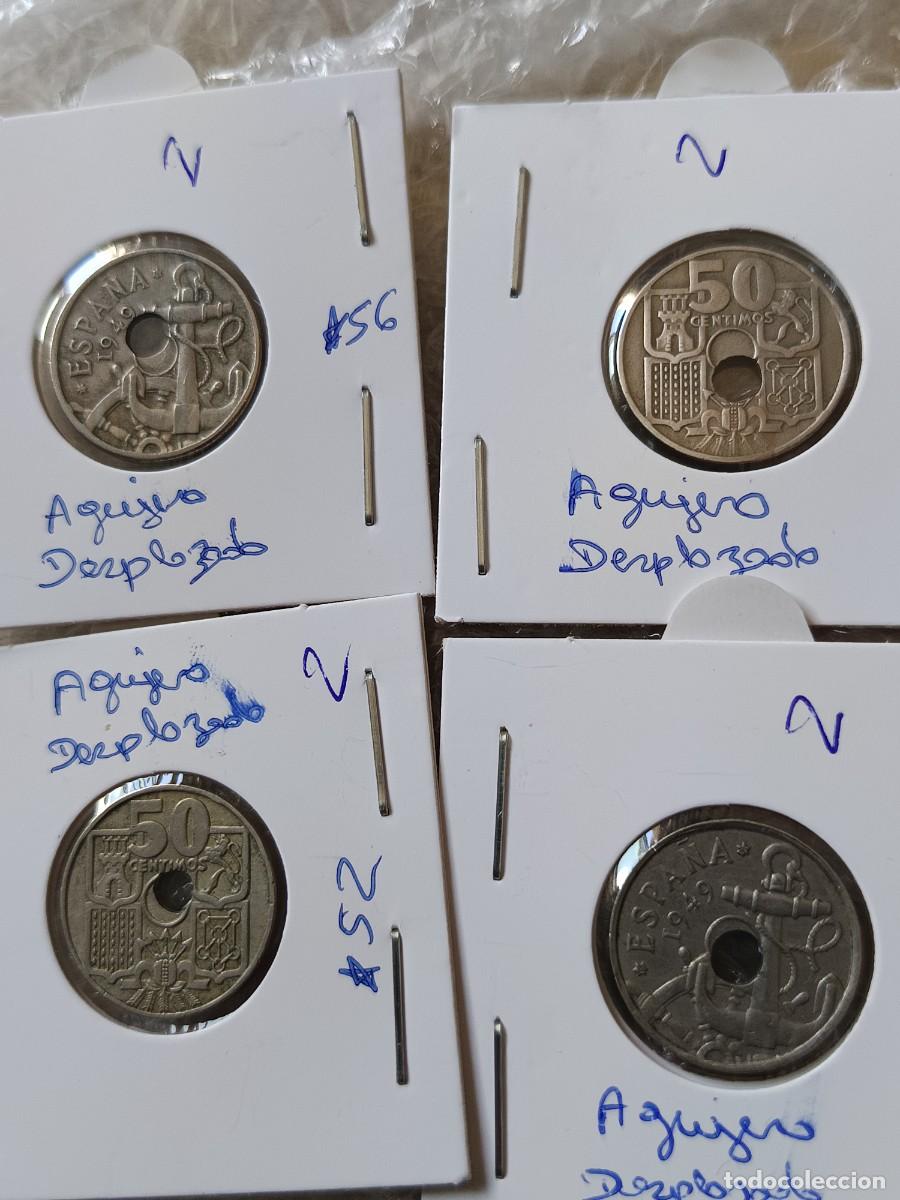 Monete con errori: 4 monedas 50 c&eacute;ntimos agujero desplazada