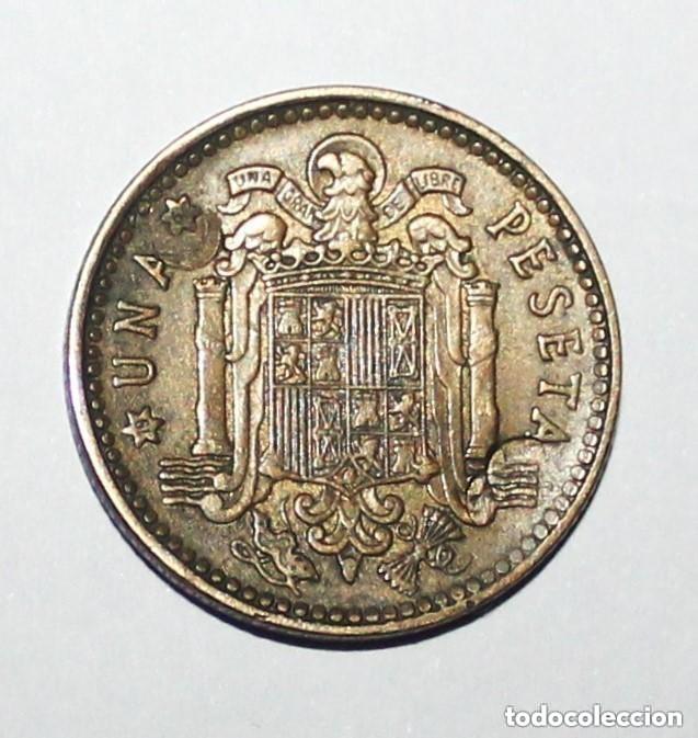 Coins with Errors: MONEDA DE 1 PESETA FRANCO 1963 ESTRELLA 64 CON ERROR ACU&Ntilde;ACI&Oacute;N EN SU REVERSO.