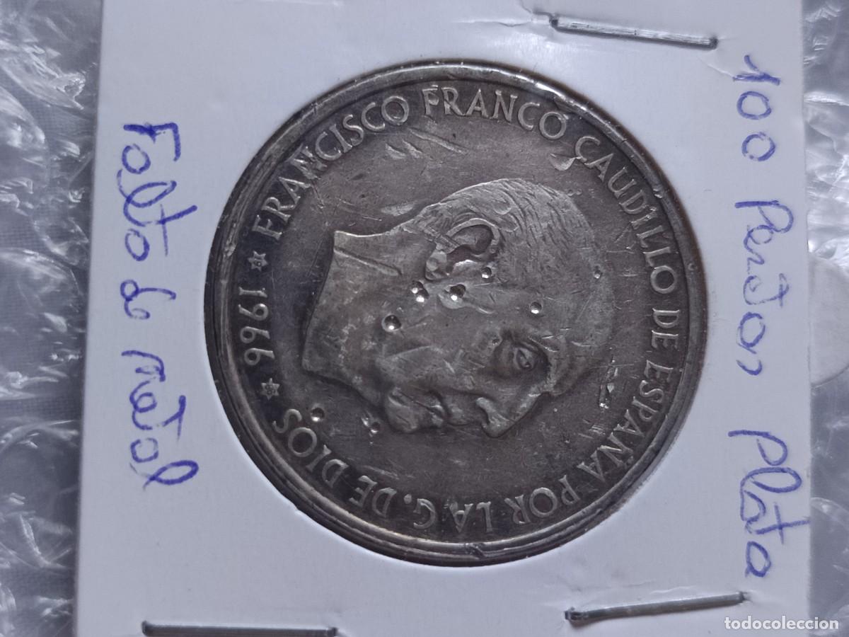 Monedas con errores: 3 monedas de 100 pesetas 1966 plata error - Foto 3