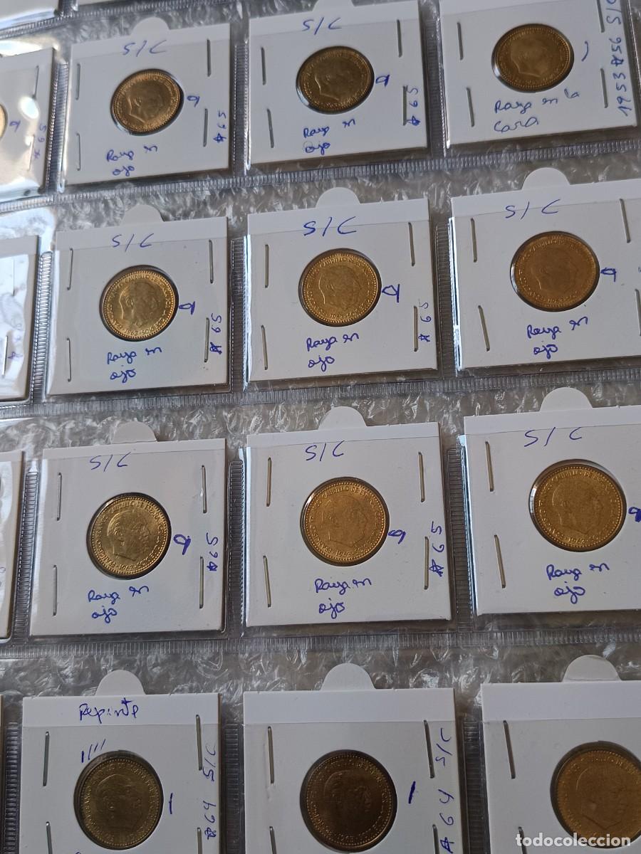Monedas con errores: Lote de 20 monedas 1 pesetas 1965 error raya en ojo - Foto 12