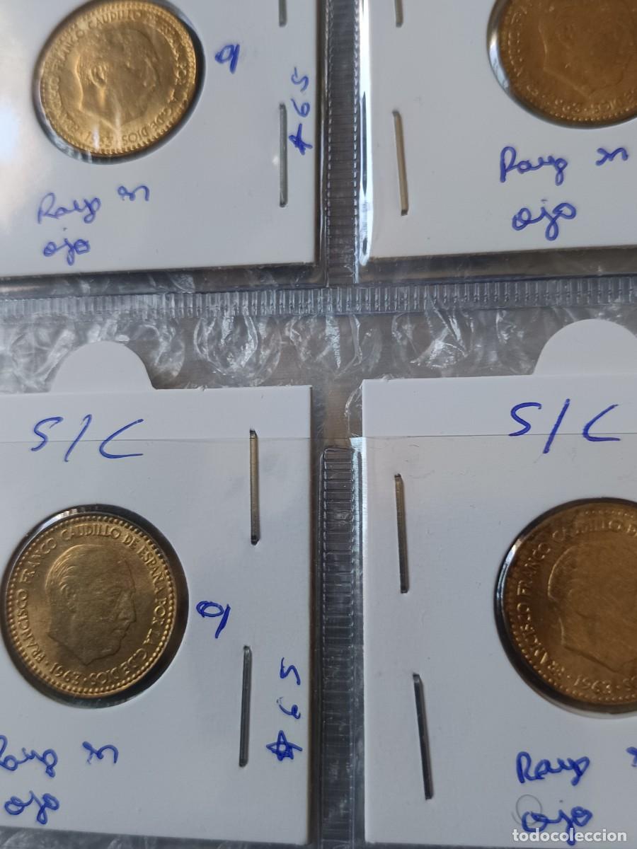 Monedas con errores: Lote de 20 monedas 1 pesetas 1965 error raya en ojo - Foto 13