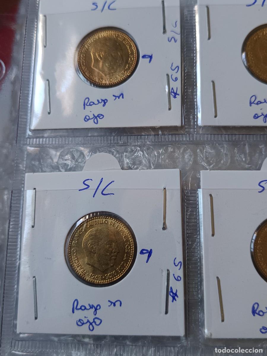 Monedas con errores: Lote de 20 monedas 1 pesetas 1965 error raya en ojo - Foto 14