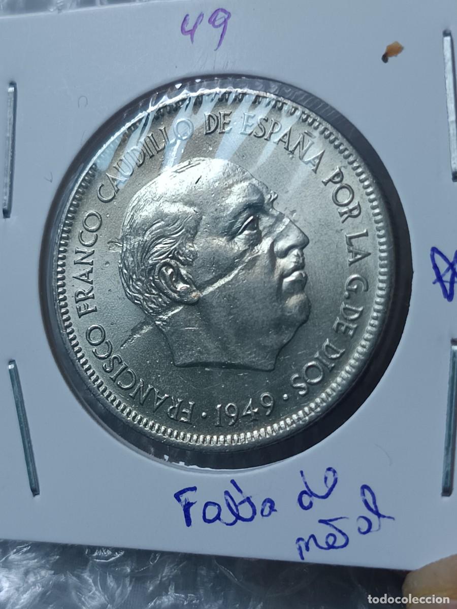Moedas com erros: 5 pesetas 1949*49 falta de metal