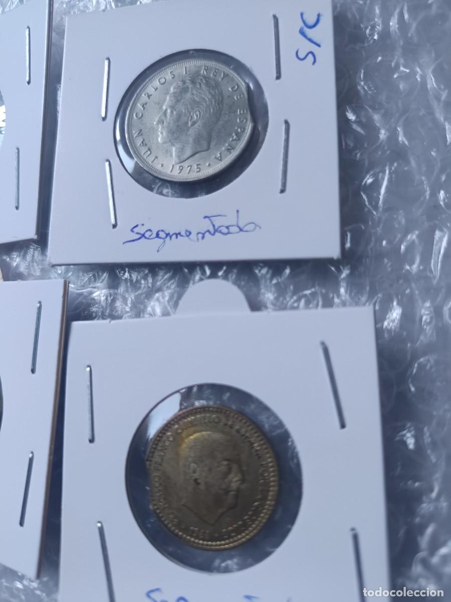 Monedas con errores: Lote 4 monedas 1 pesetas y 5 pesetas segmentadas - Foto 1